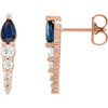 Genuine Blue Sapphire Earrings in 14 Karat Rose Gold and 0.25 Carat Diamonds