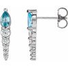 Genuine Blue Zircon Earrings in Platinum Genuine Blue Zircon & 0.25 Carat Diamond Earrings