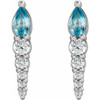 Genuine Blue Zircon Earrings in Platinum Genuine Blue Zircon & 0.25 Carat Diamond Earrings