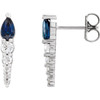 Genuine Blue Sapphire Earrings in Platinum and 0.25 Carat Diamonds