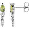 Genuine Peridot set in Platinum and 0.25 Carat Diamond Earrings