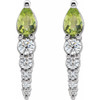 Genuine Peridot set in Platinum and 0.25 Carat Diamond Earrings