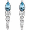 Genuine Pear Shaped Aquamarine Earrings in Platinum & 0.25 Carat Diamond Earrings
