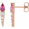 Pink Tourmaline Drop Earrings in 14 Karat Rose Gold Pink Tourmaline & 0.25 Carat Diamond Earrings