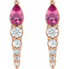 Pink Tourmaline Drop Earrings in 14 Karat Rose Gold Pink Tourmaline & 0.25 Carat Diamond Earrings