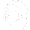 Pink Tourmaline Hanging Earrings in Sterling Silver & 0.25 Carat Diamond Earrings