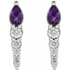 Genuine Amethyst Earrings in Sterling Silver Amethyst & 1/4 Carat Diamond Earrings