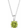 Genuine Peridot Necklace in 14 Karat White Gold Peridot 16 to 18 inch Pendant