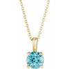 Genuine Blue Zircon Necklace in 14 Karat Yellow Gold Genuine Blue Zircon 16 to 18 inch Pendant