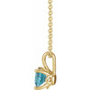 Genuine Blue Zircon Necklace in 14 Karat Yellow Gold Genuine Blue Zircon 16 to 18 inch Pendant