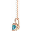 Genuine Blue Zircon Necklace in 14 Karat Rose Gold Genuine Blue Zircon 16 to 18 inch Pendant