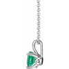 Genuine Emerald Necklace in 14 Karat White Gold Emerald 16 to 18 inch Pendant