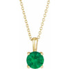 Lab Emerald Necklace in 14 Karat Yellow Gold Lab Emerald 16 to 18 inch Pendant