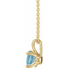 Genuine Aquamarine Necklace in 14 Karat Yellow Gold Aquamarine 16 to 18 inch Pendant