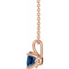 Lab Grown Sapphire Necklace in 14 Karat Rose Gold Lab Sapphire 16 to 18 inch Pendant