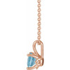 Genuine Aquamarine Necklace in 14 Karat Rose Gold Aquamarine 16 to 18 inch Pendant