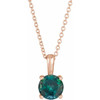 Created Alexandrite Necklace in 14 Karat Rose Gold Created Alexandrite 16 to 18 inch Pendant