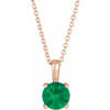 Lab Emerald Necklace in 14 Karat Rose Gold Lab Emerald 16 to 18 inch Pendant