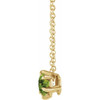 Genuine Peridot Necklace in 14 Karat Yellow Gold Peridot Solitaire 16 to 18 inch Pendant