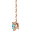 Genuine Blue Zircon Necklace14 Karat Rose Gold Solitaire 16 to 18 inch Pendant