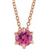 Pink Tourmaline Necklace in 14 Karat Rose Gold Pink Tourmaline Solitaire 16 to 18 inch Pendant