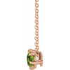 Genuine Peridot Necklace in 14 Karat Rose Gold Peridot Solitaire 16 to 18 inch Pendant