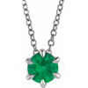 Genuine Emerald Necklace in Sterling Silver Emerald Solitaire 16-18" Necklace
