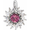 14 Karat White Gold Natural Pink Tourmaline & 0.60 Carats Natural Diamond Halo Pendant