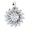 Sterling Silver Natural White Sapphire & 0.60 Carats Natural Diamond Halo Pendant