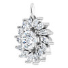 Sterling Silver Natural White Sapphire & 0.60 Carats Natural Diamond Halo Pendant