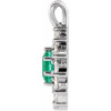 Sterling Silver Lab Grown Emerald & 0.60 Carats Natural Diamond Halo Pendant