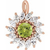 14 Karat Rose Gold Natural Peridot & 0.60 Carats Natural Diamond Halo Pendant