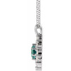 14 Karat White Gold Lab Grown Alexandrite & 0.60 Carats Natural Diamond Halo 16 to 18 inch Pendant