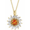 14 Karat Yellow Gold Natural Citrine & 0.60 Carats Natural Diamond Halo 16 to 18 inch Pendant