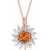14 Karat Rose Gold Natural Citrine & 0.60 Carats Natural Diamond Halo 16 to 18 inch Pendant