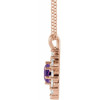 14 Karat Rose Gold  Natural Amethyst & 0.60 Carats  Natural Diamond Halo 16 to 18 inch Pendant