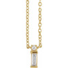 14 Karat Yellow Gold .07 Carats Natural Diamond Bar 18 inch Pendant