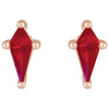 14 Karat Rose Gold Kite Cut Lab Ruby Earrings