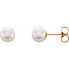 14 Karat Yellow Gold 6.5 mm Cultured White Freshwater Pearl Earrings