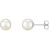 14 Karat White Gold 7.5 mm Cultured White Freshwater Pearl Earrings