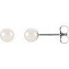 14 Karat White Gold 4 mm Cultured White Akoya Pearl Earrings