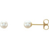 14 Karat Yellow Gold 4 mm Cultured White Akoya Pearl Earrings