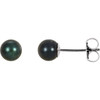 14 Karat White Gold 5 mm Cultured Black Akoya Pearl Earrings