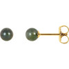 14 Karat Yellow Gold 4 mm Cultured Black Akoya Pearl Earrings