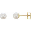 14 Karat Yellow Gold 5 mm Cultured White Akoya Pearl Earrings