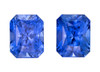 Pair of Genuine Rich Blue Sapphire Gems - 4.58 Carats - Radiant Cut - 7.6x6mm