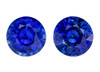 Natural Round Royal Blue Sapphire Gems - High Color Pair - 2.39 Carats - 6.4mm