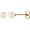 14K Yellow Cultured White Freshwater Pearl Earrings