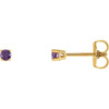 14 Karat Yellow Gold 2.5 mm Natural Amethyst Stud Earrings with Friction Post