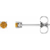 4 Prong Stud 14 Karat White Gold 2.5mm Round Citrine Earrings